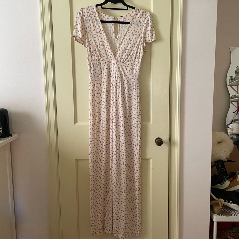 Free People Orange Print Jumpsuit
